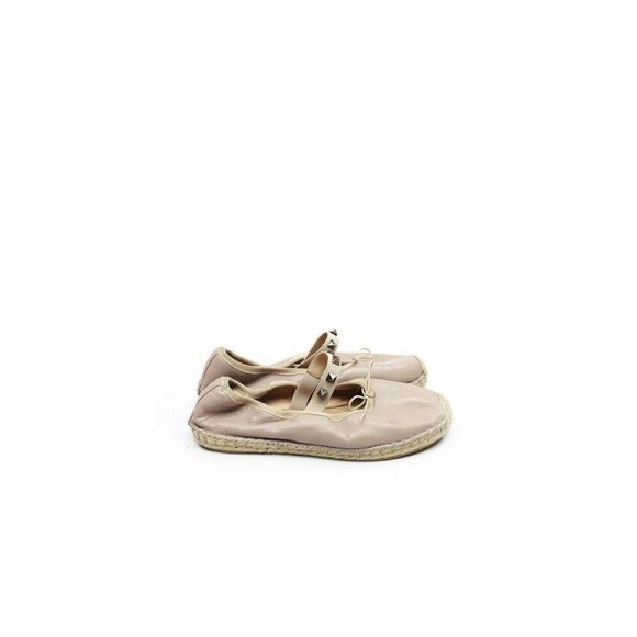 Valentino | Shoes | Valentino Rockstud Poudre Pink Leather Studded Ballet  Espadrille Flats Size 35 | Poshmark